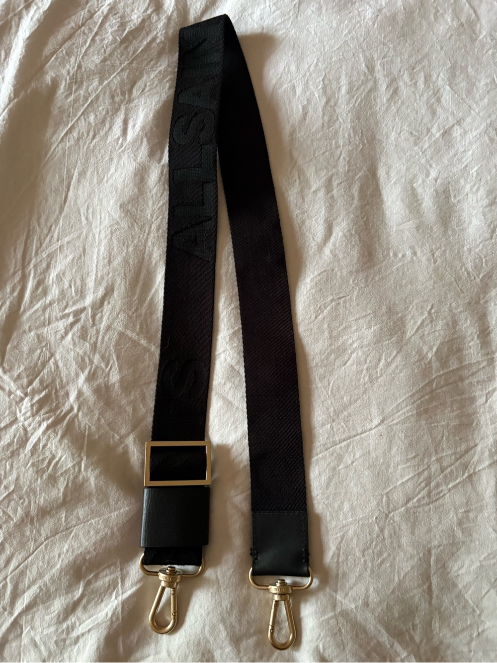ALLSAINTS Webbing Bag Strap with Gold Hardware